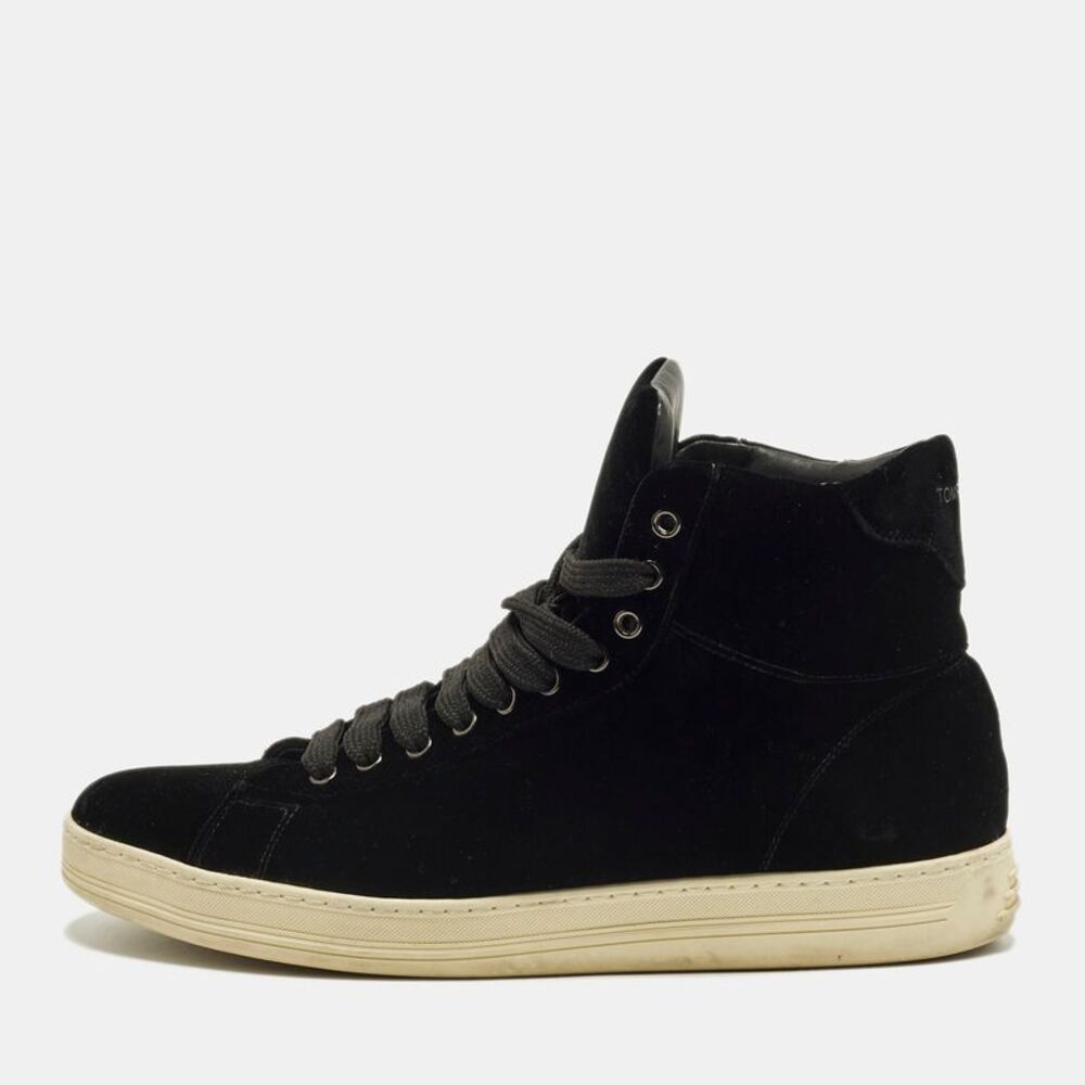 Tom Ford Russell Size 42.5 Black Velvet High Top Sneakers